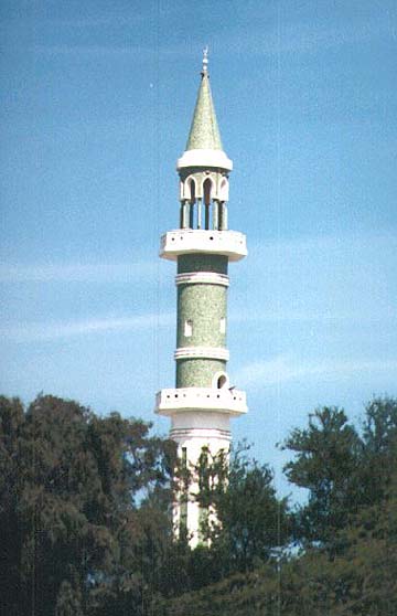 Islamic minarets, borrowed from Christianity