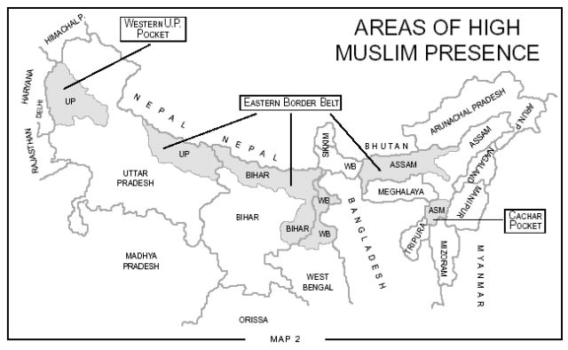 Areas with high Muslim populations in India