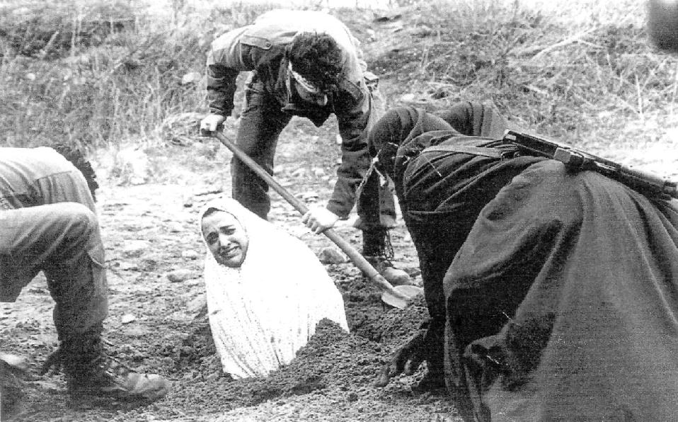 Iran: a woman being prepared for stoning to death